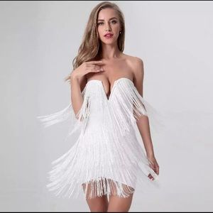 White Tassel Lace Dress